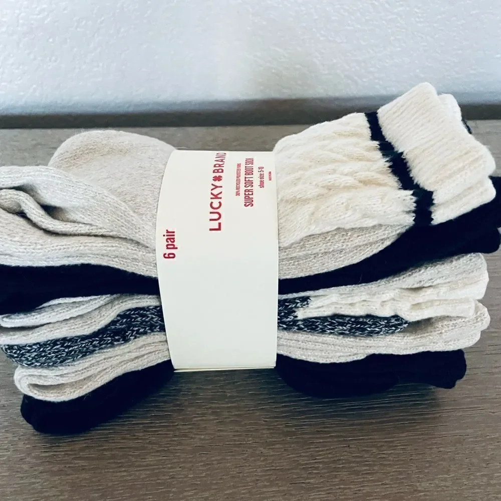 Lucky Brand 6-pk Super Soft Boot Socks